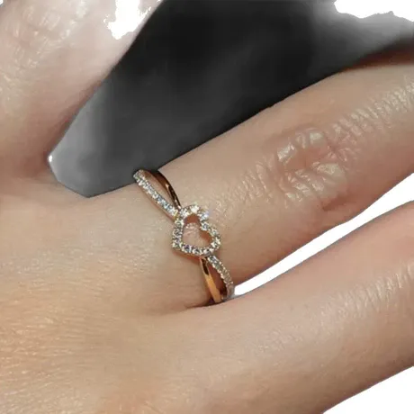 wd7_202_1024611583613.jpg Gold Pave Double Row Interlocking Heart Promise Ring - 图片 1