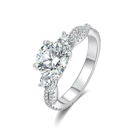 wd8_219_938596538963.jpg Custom Twist Three Stone Round Cut Engagement Ring - 图片 1