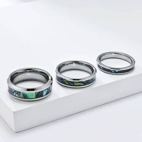 wd8_227_894813373154.jpg Abalone Shell Style Inlay Tungsten Ring For Women - 图片 1