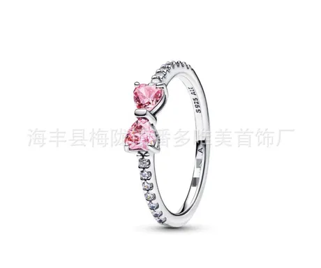 wd8_235_848072997871.jpg Custom Double Heart Bow Birthstone Ring With Engraving - 图片 1