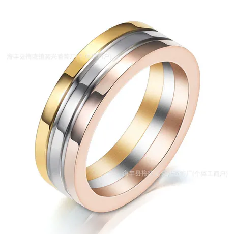 wd8_238_1014296977179.jpg Classic Tri-Color Plain Men's Wedding Band - 图片 1