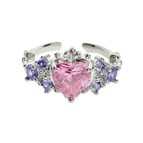 wd9_241_1066383616535.jpg Olivetta Purple Firework Cut Heart Cluster Engagement Ring - 图片 1