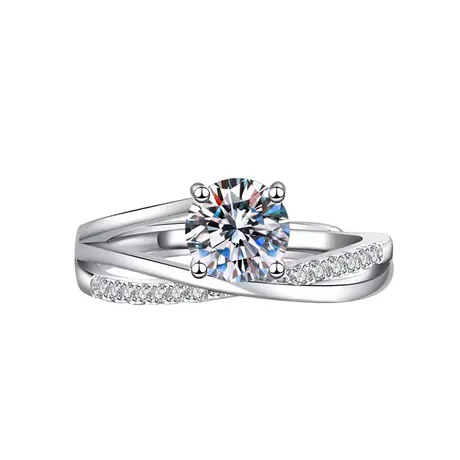 wd9_244_770640972706.jpg Minimalist Diagonal Pave Round Cut Bridal Ring Set 2Pcs - 图片 1