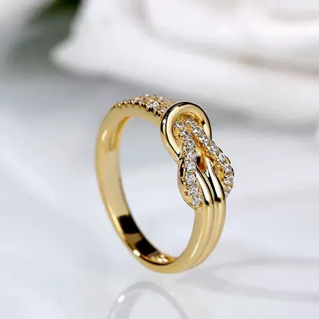 wd9_247_1008758214013.jpg Classic Love Knot Couple Ring Set In Sterling Silver - 图片 1