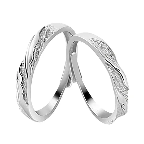 wd9_265_1012876778033.jpg Women's Three Stone Engraved Vine Silver Wedding Band - 图片 1