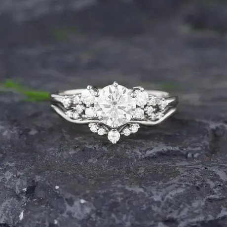 wd9_266_947477106179.jpg “Song Of The Spring” Blue Round Bridal Ring Set - 图片 1