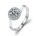 Simple Round Cut Promise Ring Twist Design Sterling Silver - 图片 12