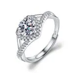 Simple Round Cut Promise Ring Twist Design Sterling Silver - 图片 14
