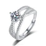 Simple Round Cut Promise Ring Twist Design Sterling Silver - 图片 15
