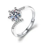 Simple Round Cut Promise Ring Twist Design Sterling Silver - 图片 18