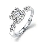 Simple Round Cut Promise Ring Twist Design Sterling Silver - 图片 19