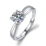 Simple Round Cut Promise Ring Twist Design Sterling Silver - 图片 20