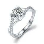 Simple Round Cut Promise Ring Twist Design Sterling Silver - 图片 21