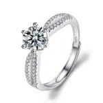 Simple Round Cut Promise Ring Twist Design Sterling Silver - 图片 22