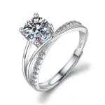 Simple Round Cut Promise Ring Twist Design Sterling Silver - 图片 23