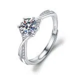 Simple Round Cut Promise Ring Twist Design Sterling Silver - 图片 24