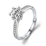 Simple Round Cut Promise Ring Twist Design Sterling Silver - 图片 25