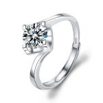 Simple Round Cut Promise Ring Twist Design Sterling Silver - 图片 26