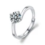 Simple Round Cut Promise Ring Twist Design Sterling Silver - 图片 29
