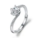 Simple Round Cut Promise Ring Twist Design Sterling Silver - 图片 30