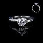 Simple Round Cut Promise Ring Twist Design Sterling Silver - 图片 33