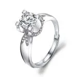 Simple Round Cut Promise Ring Twist Design Sterling Silver - 图片 34