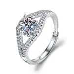 Simple Round Cut Promise Ring Twist Design Sterling Silver - 图片 35