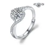 Simple Round Cut Promise Ring Twist Design Sterling Silver - 图片 36