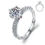 Simple Round Cut Promise Ring Twist Design Sterling Silver - 图片 37