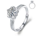 Simple Round Cut Promise Ring Twist Design Sterling Silver - 图片 43