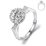 Simple Round Cut Promise Ring Twist Design Sterling Silver - 图片 44