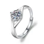Simple Round Cut Promise Ring Twist Design Sterling Silver - 图片 9