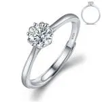 Simple Round Cut Promise Ring Twist Design Sterling Silver - 图片 10