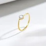 Gold Twist Round Cut Promise Ring Sterling Silver - 图片 11