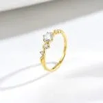 Gold Twist Round Cut Promise Ring Sterling Silver - 图片 22