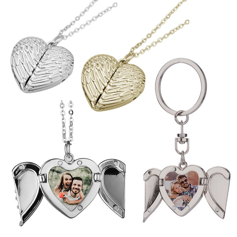 g_4917_0.jpg Openable Angel Wings Heart Personalized Sterling Silver Photo Necklace - 图片 1