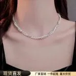 Double Layer Twist Pearl Sterling Silver Necklace