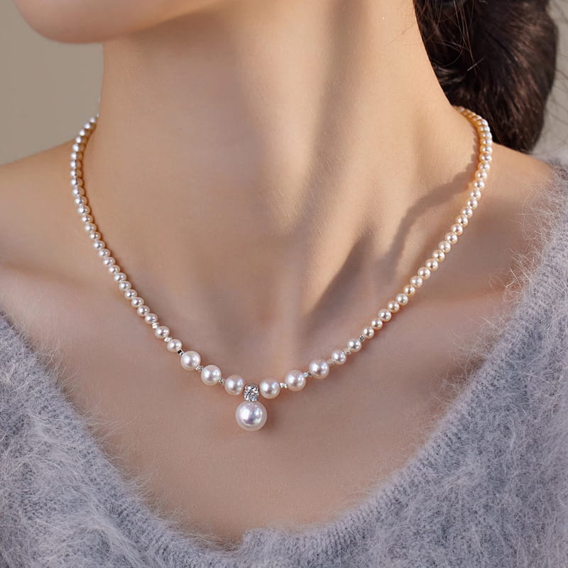 g_4923_0.jpg Elegant White Pearl Sterling Silver Necklace - 图片 1