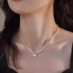 Elegant White Pearl Sterling Silver Necklace - 图片 3