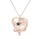 "Warmest Protection" Mom & Baby Heart Personalized Photo Projection Sterling Silver Necklace