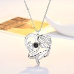 "Warmest Protection" Mom & Baby Heart Personalized Photo Projection Sterling Silver Necklace - 图片 6