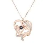 "Warmest Protection" Mom & Baby Heart Personalized Photo Projection Sterling Silver Necklace - 图片 7