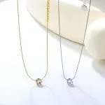 Round Cut Twisted Synthetic Morganite Sterling Silver Necklace - 图片 2