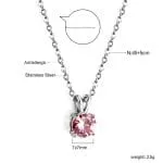 Round Cut Twisted Synthetic Morganite Sterling Silver Necklace - 图片 11