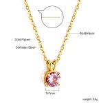 Round Cut Twisted Synthetic Morganite Sterling Silver Necklace - 图片 12