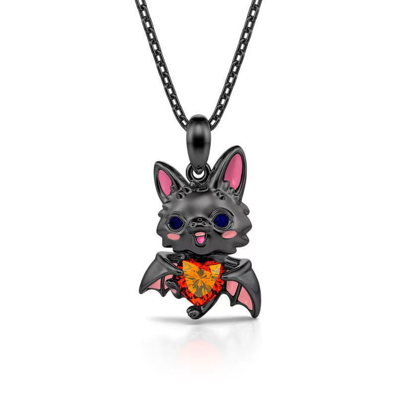 g_4957_0.jpg Hug Me "Halloween Fun" Adorable Bat Sterling Silver Necklace - 图片 1