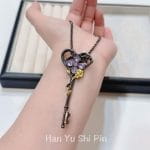 "Never Ending Love" Skull Key Design Sterling Silver Necklace