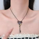 "Never Ending Love" Skull Key Design Sterling Silver Necklace - 图片 3