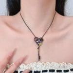 "Never Ending Love" Skull Key Design Sterling Silver Necklace - 图片 4