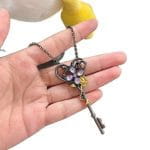 "Never Ending Love" Skull Key Design Sterling Silver Necklace - 图片 5